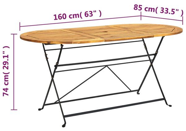 VidaXL Σετ Τραπεζαρίας Εξ. Χώρου Πτυσσόμενο 7 τεμ. Μασίφ Ξύλο Ακακίας