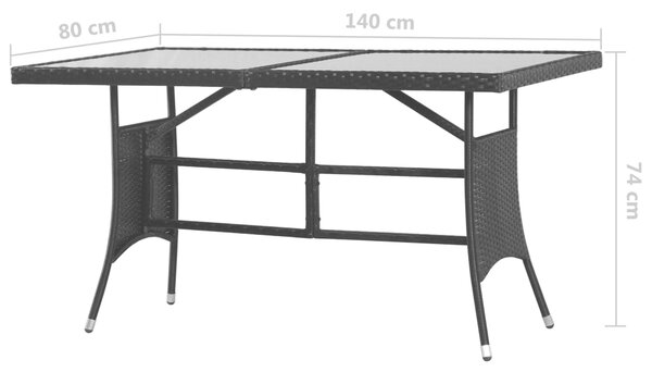 VidaXL Σετ Τραπεζαρίας Κήπου 7 Τεμαχίων Μαύρο από Συνθετικό Ρατάν