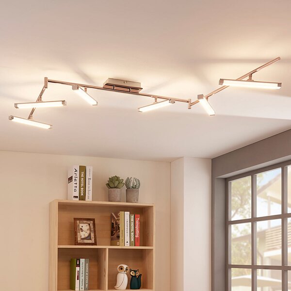 Lindby LED φωτιστικό οροφής Pilou, 6-φωτο, με δυνατότητα dimmable, χρώμιο, ρυθμιζόμενος, Μεταλλικό, Κουζίνα, Μέταλλο, σύγχρονο