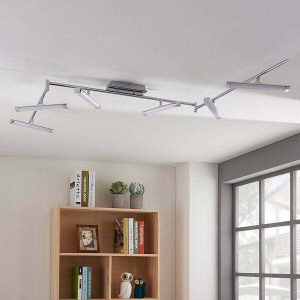 Lindby LED φωτιστικό οροφής Pilou, 6-φωτο, με δυνατότητα dimmable, χρώμιο, ρυθμιζόμενος, Μεταλλικό, Κουζίνα, Μέταλλο, σύγχρονο