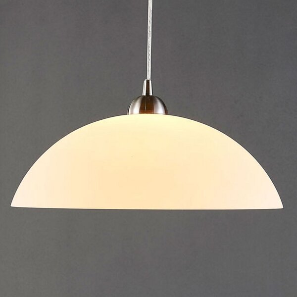 Lindby Κρεμαστό φωτιστικό Valeria, λευκό, γυαλί, Ø 40 cm, E27, ρυθμιζόμενος, Λευκό, Κουζίνα, Γυαλί, σύγχρονο