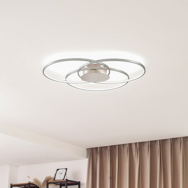 Lindby Φωτιστικό οροφής LED Riley, χρώμα αλουμινίου, μεταλλικό, με δυνατότητα, ρυθμιζόμενος, Μεταλλικό, Σαλόνι / τραπεζαρία, Αλουμίνιο, σύγχρονο