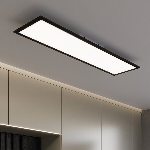 Briloner LED πάνελ Piatto CCT τηλεχειριστήριο 100x25 μαύρο, ρυθμιζόμενος, Μαύρο, Σαλόνι / τραπεζαρία, Μέταλλο, σύγχρονο