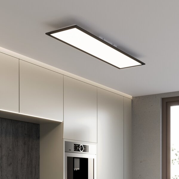 Briloner LED πάνελ Piatto CCT τηλεχειριστήριο 100x25 μαύρο, ρυθμιζόμενος, Μαύρο, Σαλόνι / τραπεζαρία, Μέταλλο, σύγχρονο