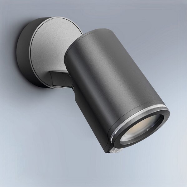 STEINEL Smart Sensor - Εξωτερικός προβολέας One SC, ανθρακί, IP44, Μαύρο, Μέταλλο, σύγχρονο, Προβολέας τοίχου