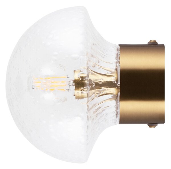 Globen Lighting - Fungo 16 Φωτιστικό Τοίχου/Φωτιστικό οροφής IP44 Διαφανές/Βουρτσισμένο Ορείχαλκος