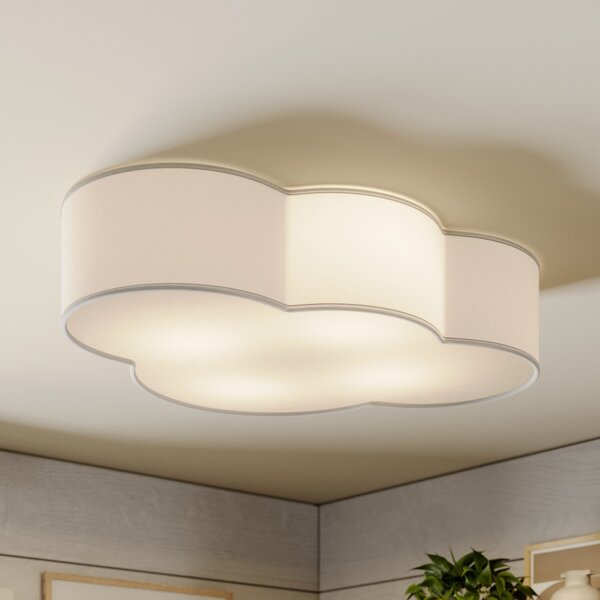 TK Lighting Φωτιστικό οροφής Cloud, λευκό, υφασμάτινο, μήκος 62 cm, E27, 4-φωτισμός., ρυθμιζόμενος, Λευκό, Σαλόνι / τραπεζαρία, Ύφασμα / Κλωστοϋφαντουργία, Νεανική διαβίωση