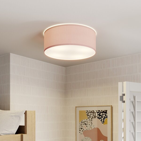TK Lighting Φωτιστικό οροφής Rondo Kids, Ø 38 cm, ροζ, ρυθμιζόμενος, Ροζ / Ροζέ, Παιδικό δωμάτιο, Ύφασμα / Κλωστοϋφαντουργία, σύγχρονο