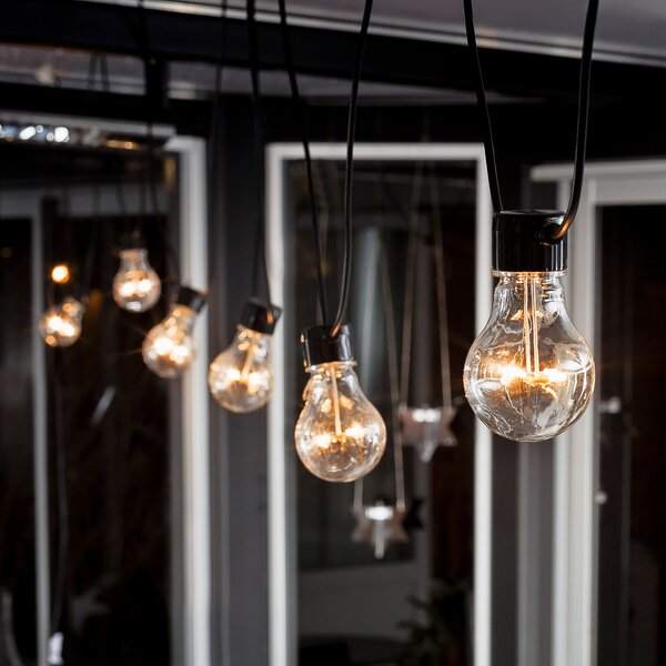 Konstsmide Christmas LED αλυσίδα φωτός μπυραρία βασικής σειράς, πορτοκαλί, ρυθμιζόμενος, Μαύρο, Πλαστικό