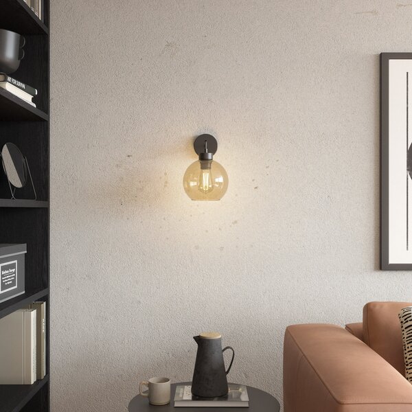 TK Lighting Απλίδα Cubus, μαύρο/κεχριμπάρι, γυαλί, Ø 18 cm, E27, ρυθμιζόμενος, Καφέ / Σκουριάς, Σαλόνι / τραπεζαρία, Γυαλί, σύγχρονο, Σφαίρα