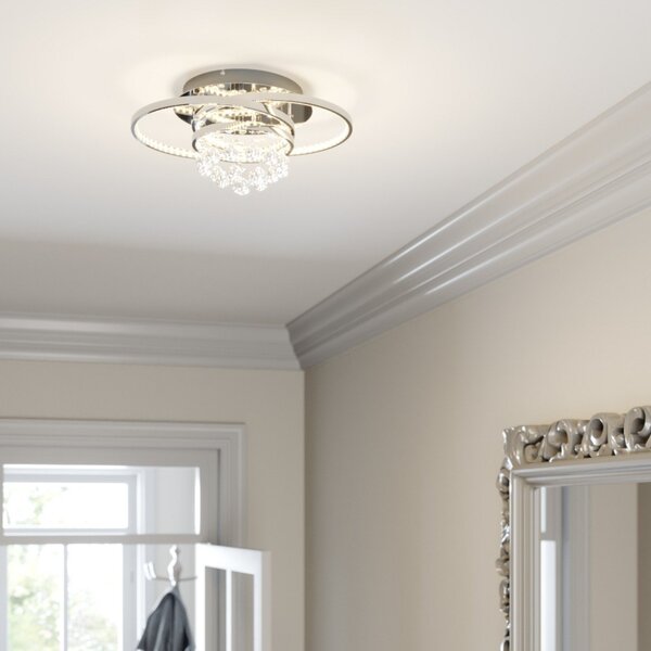 Lucande LED φωτιστικό οροφής Keely, χρώμα χρώμιο, κρύσταλλο, 45cm, ρυθμιζόμενος, Μεταλλικό, Σαλόνι / τραπεζαρία, Μέταλλο, σύγχρονο