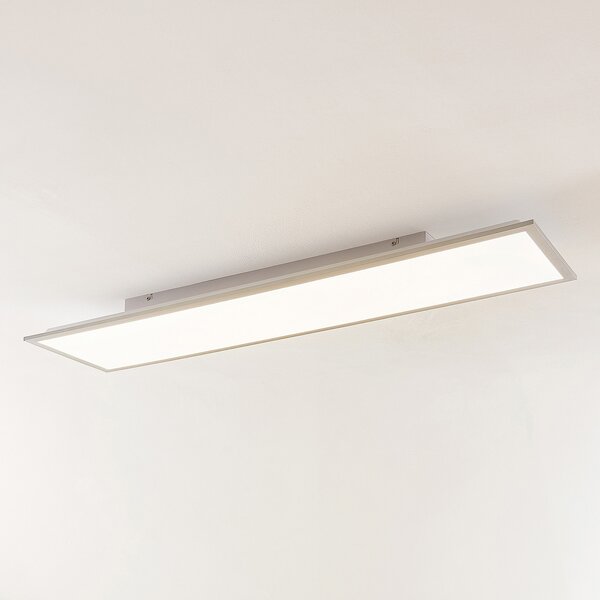 Lindby LED-Panel Stenley, 4.000 K, 120cm x 30cm, ασημί/λευκό, Λευκό, Κουζίνα, Πλαστικό, σύγχρονο