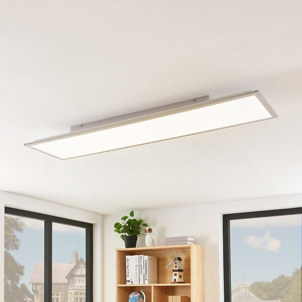 Lindby LED-Panel Stenley, 4.000 K, 120cm x 30cm, ασημί/λευκό, Λευκό, Κουζίνα, Πλαστικό, σύγχρονο