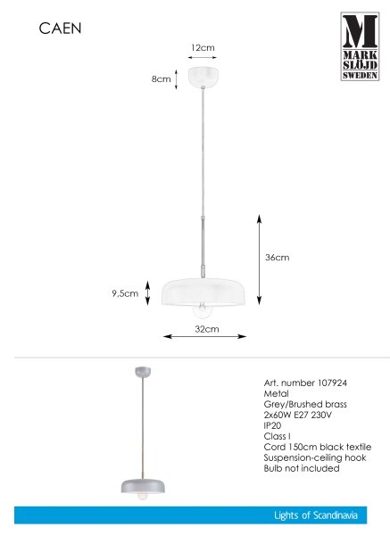 Markslöjd 107924 - Κρεμαστός πολυέλαιος CAEN 1xE27/60W/230V