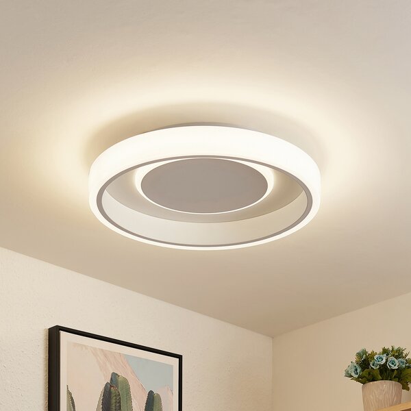 Lindby LED φωτιστικό οροφής Wikani, λευκό, RGB, CCT, dimmable, ρυθμιζόμενος, Λευκό, Σαλόνι / τραπεζαρία, Μέταλλο, σύγχρονο