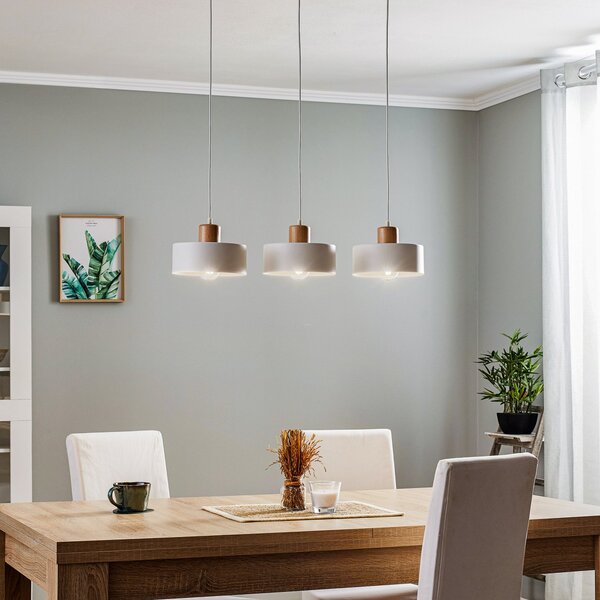 EMIBIG LIGHTING Κρεμαστό φωτιστικό Tako, τριπλό, λευκό, ρυθμιζόμενος, Λευκό, Σαλόνι / τραπεζαρία, Μέταλλο, σύγχρονο