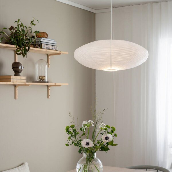 PR Home κρεμαστό φωτιστικό Yuni, λευκό, Ø 60 cm, λευκή ανάρτηση, E14, ρυθμιζόμενος, Λευκό, Σαλόνι / τραπεζαρία, Χαρτί / χαρτόνι, Σκανδιναβικό