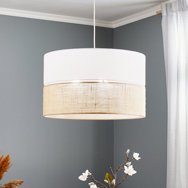 TK Lighting Κρεμαστό φωτιστικό Linobianco με γιούτα, ρυθμιζόμενος, Λευκό, Σαλόνι / τραπεζαρία, Ύφασμα / Κλωστοϋφαντουργία, σύγχρονο