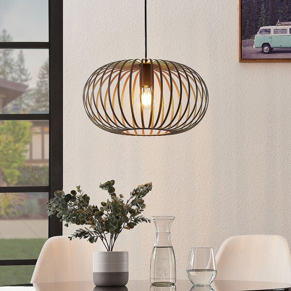 Lindby κρεμαστό φωτιστικό Nahele, καφέ, μέταλλο, Ø 40 cm, E27, ρυθμιζόμενος, Καφέ / Σκουριάς, Σαλόνι / τραπεζαρία, Μέταλλο, Vintage