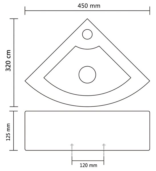 VidaXL Νιπτήρας με Οπή Υπερχείλισης Ασημί 45 x 32 x 12,5 εκ. Κεραμικός