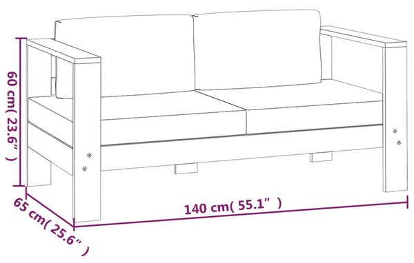 VidaXL Σαλόνι Κήπου Σετ 5 Τεμαχίων Μασίφ Ξύλο με Λευκά Κρεμ Μαξιλάρια