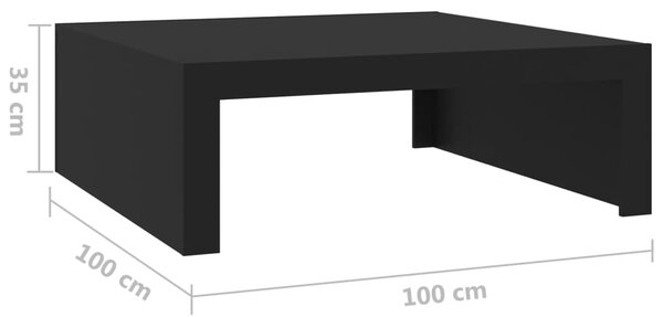 VidaXL Τραπεζάκι Σαλονιού Μαύρο 100x100x35 εκ. από Επεξ. Ξύλο