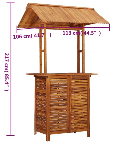 VidaXL Τραπέζι Μπαρ με Στέγαστρο Εξ. Χώρου 113x106x217 εκ Ξύλο Ακακίας