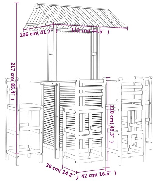 VidaXL Σετ Επίπλων Μπαρ Κήπου 5 Τεμαχίων από Μασίφ Ξύλο Ακακίας