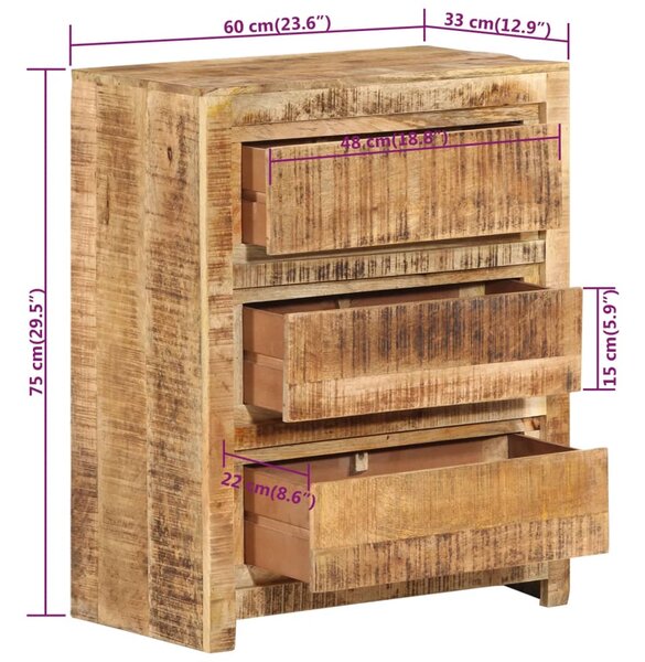 VidaXL Συρταριέρα 60 x 33 x 75 εκ. από Μασίφ Ξύλο Μάνγκο