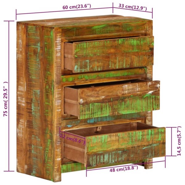 VidaXL Συρταριέρα Πολύχρωμη 60 x 33 x 75 εκ. Μασίφ Ανακυκλωμένο Ξύλο