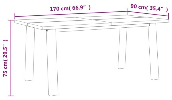 VidaXL Τραπεζαρία 170 x 90 εκ. από Μασίφ Ξύλο Ακακίας