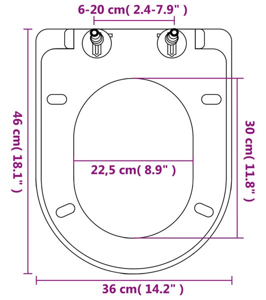 VidaXL Κάλυμμα Λεκάνης με Soft Close & Quick Release Τετράγωνο Λευκό