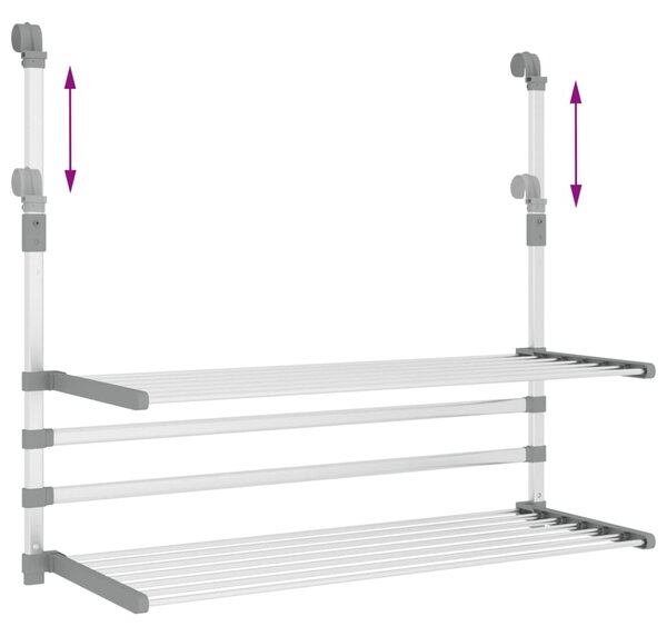 VidaXL Απλώστρα για Μπαλκόνι 89 x 25 x (60-95) εκ. από Αλουμίνιο