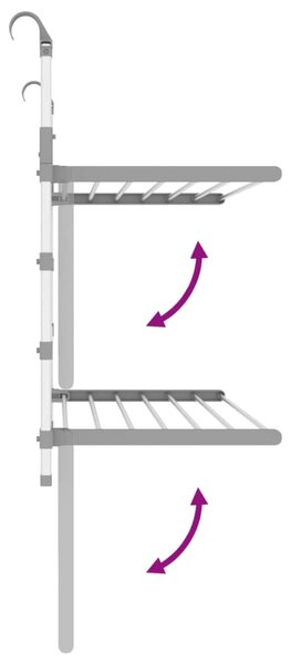 VidaXL Απλώστρα για Μπαλκόνι 89 x 25 x (60-95) εκ. από Αλουμίνιο