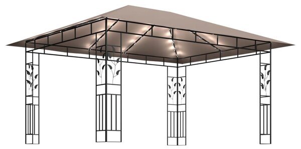 VidaXL Κιόσκι με Σήτα και Φωτάκια LED Taupe 4 x 3 x 2,73 μ