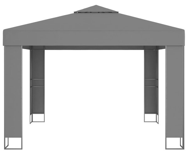 VidaXL Κιόσκι με Διπλή Οροφή και Φωτάκια LED Ανθρακί 3 x 3 μ