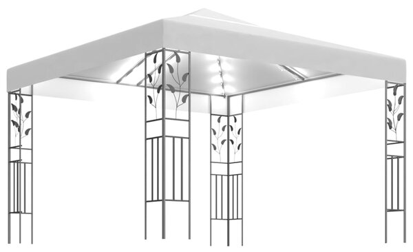 VidaXL Κιόσκι με Φωτάκια LED Λευκό 3 x 3 μ