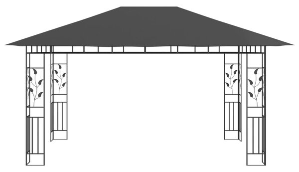 VidaXL Κιόσκι με Σήτα και Φωτάκια LED Ανθρακί 4 x 3 x 2,73 μ