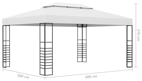 VidaXL Κιόσκι με Φωτάκια LED Λευκό 4 x 3 x 2,7 μ