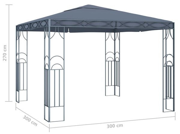 VidaXL Κιόσκι με Φωτάκια LED Ανθρακί 300 x 300 εκ