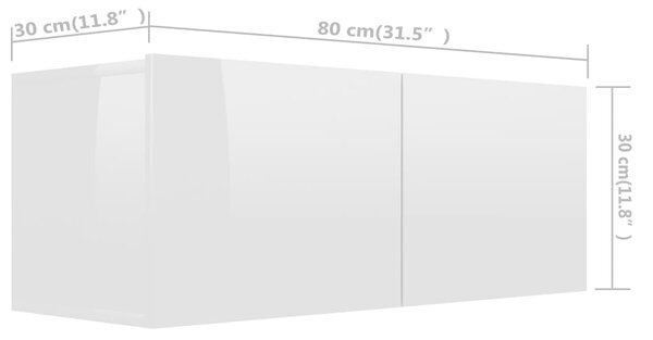 VidaXL Έπιπλα Τηλεόρασης 4 τεμ. Γυαλ. Λευκό 80x30x30 εκ. Επεξ. Ξύλο