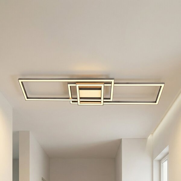 Lindby LED φωτιστικό οροφής Mairin, CCT, τηλεχειριστήριο, ρυθμιζόμενη ένταση, ρυθμιζόμενος, Γκρι, Σαλόνι / τραπεζαρία, Αλουμίνιο, σύγχρονο