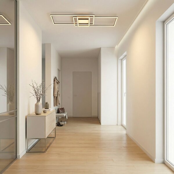 Lindby LED φωτιστικό οροφής Mairin, CCT, τηλεχειριστήριο, ρυθμιζόμενη ένταση, ρυθμιζόμενος, Γκρι, Σαλόνι / τραπεζαρία, Αλουμίνιο, σύγχρονο