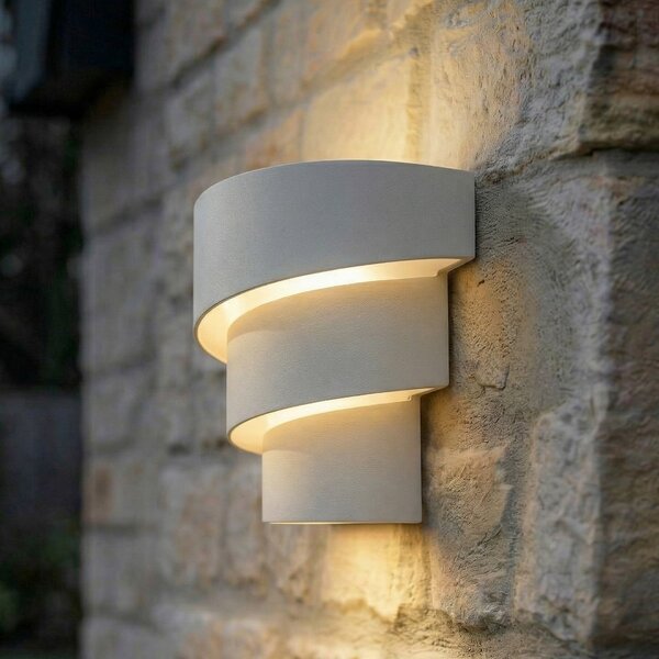 Lindby LED εξωτερικός φωτισμός τοίχου Valir, λευκός, τρία καλύμματα, IP54, Λευκό, Αλουμίνιο, σχεδιασμός