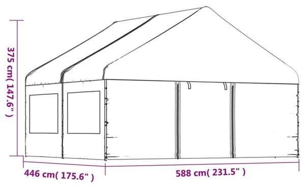 VidaXL Κιόσκι με Τέντα Λευκό 4,46 x 5,88 x 3,75 μ. από Πολυαιθυλένιο