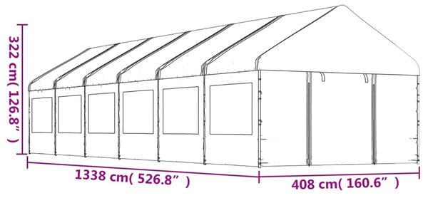 VidaXL Κιόσκι με Τέντα Λευκό 13,38 x 4,08 x 3,22 μ. από Πολυαιθυλένιο