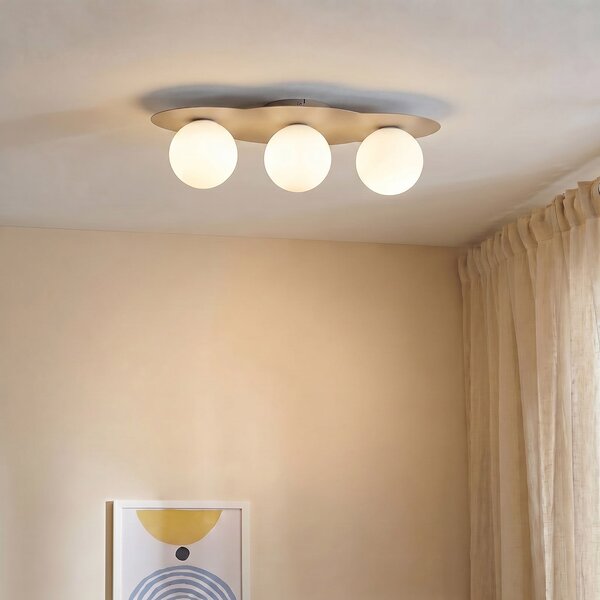 TK Lighting Φωτιστικό οροφής Cloud, μπεζ, 3 λάμπες, γυαλί, μήκος 51 cm, G9, ρυθμιζόμενος, Μπεζ, Παιδικό δωμάτιο, Γυαλί