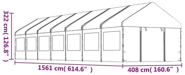 VidaXL Κιόσκι με Τέντα Λευκό 15,61 x 4,08 x 3,22 μ. από Πολυαιθυλένιο