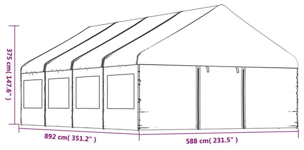 VidaXL Κιόσκι με Τέντα Λευκό 8,92 x 5,88 x 3,75 μ. από Πολυαιθυλένιο