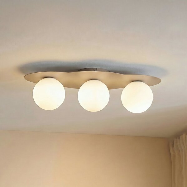 TK Lighting Φωτιστικό οροφής Cloud, μπεζ, 3 λάμπες, γυαλί, μήκος 51 cm, G9, ρυθμιζόμενος, Μπεζ, Παιδικό δωμάτιο, Γυαλί